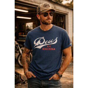 Deus Ex Machina Mens Born T-shirt XXL 2XL Blue Indigo Dye Motorcycle Moto Tee